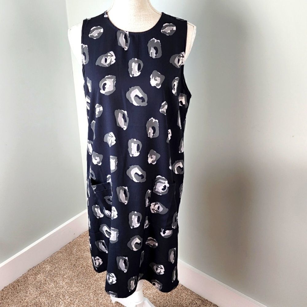 Mud Pie Floral Design Sleeveless Midi Shift Dress With Pockets Size Small